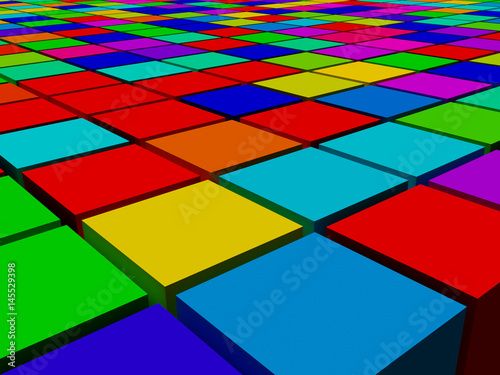 Closeup multicolor spatial abstract cubes background.