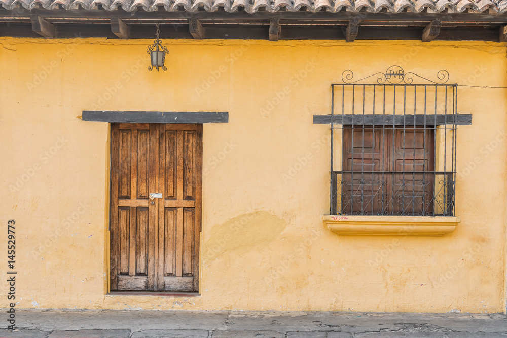 Architectural detail at the colonial house in Antigua Guatemala.