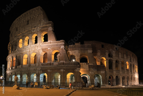 Panorama of Rome Colosseum by night