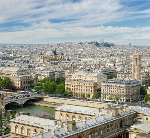 View of northern part of Paris from Cathedral Notre-Dame © An-T