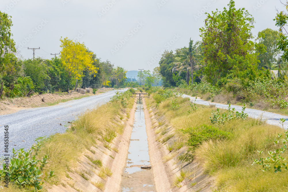 empty ditch without water from el nino effect in Thailand