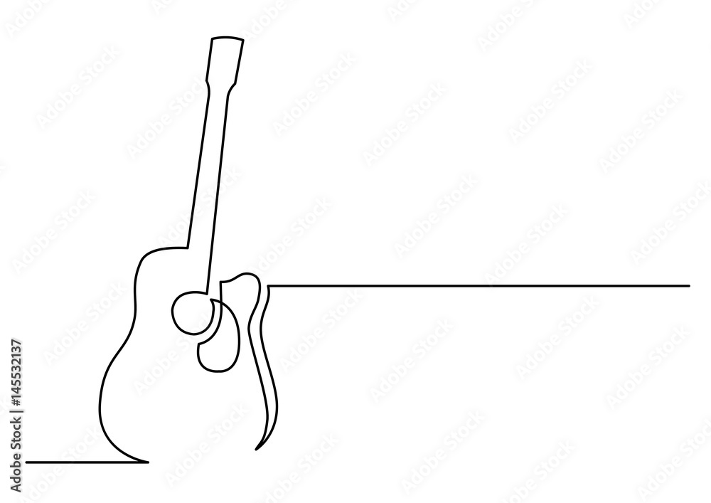 Vecteur Stock continuous line drawing of acoustic guitar | Adobe Stock