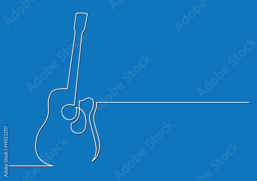 continuous line drawing of acoustic guitar