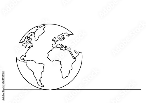 continuous line drawing of globe