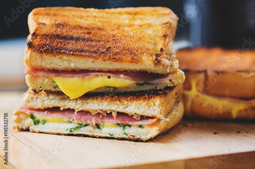  grilled panini ham cheese sandwich with melt cheese stuff