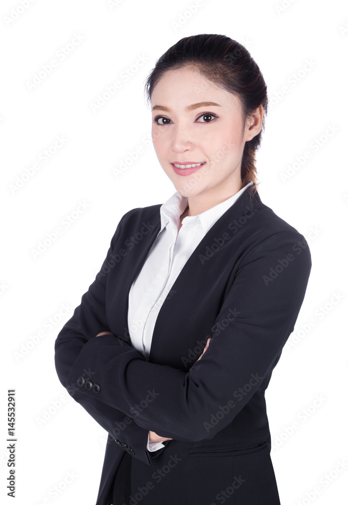 portrait business woman in suit. Crossed arms. isolate on white portrait business woman in suit. Crossed arms. isolate on white