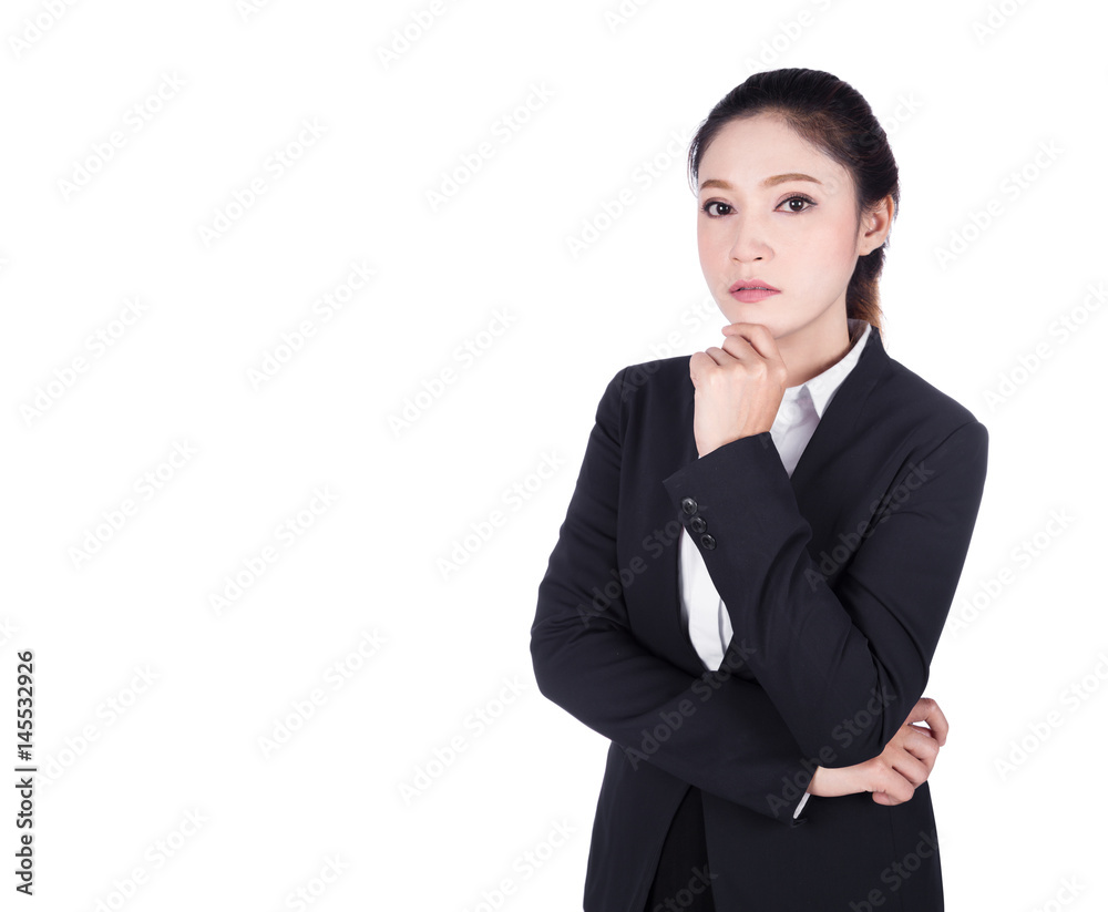 portrait business woman thinking isolated on white portrait business woman thinking isolated on white