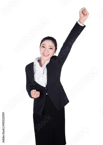 Success / winner business woman isolated on white