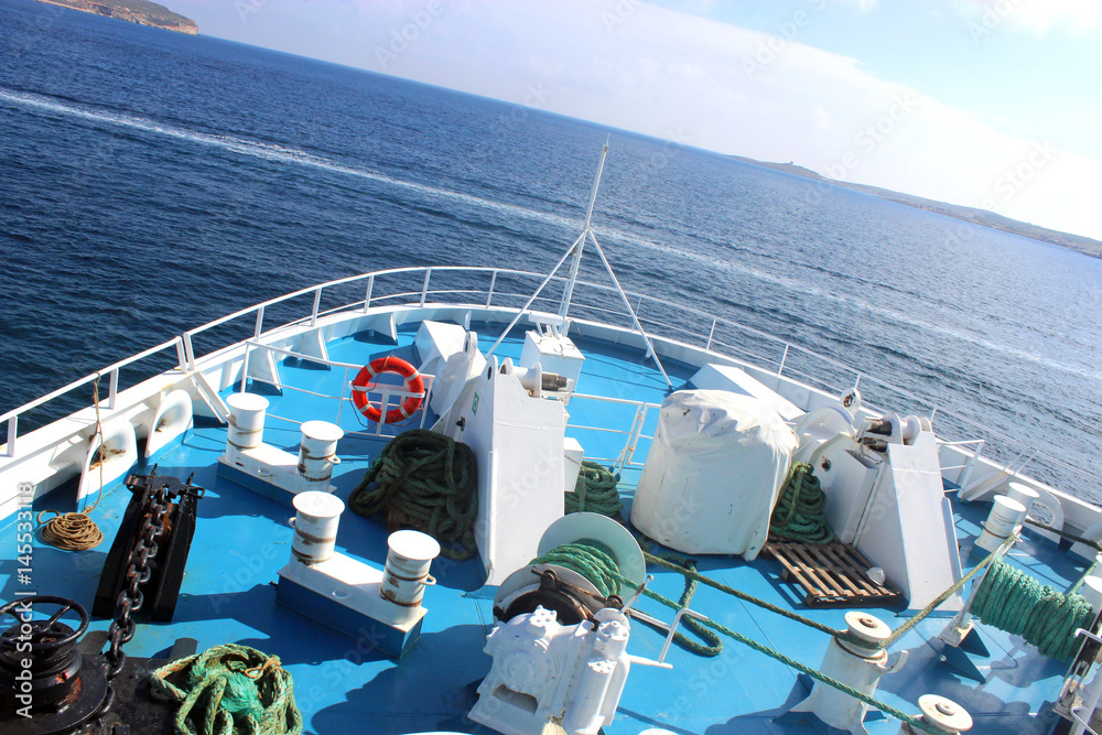 Fototapeta premium marine accessories on the deck of a ferry
