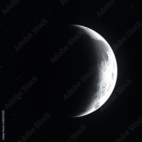 Εκτύπωση καμβά Big bright detailed half moon surface close up starting to go in a waning or wax