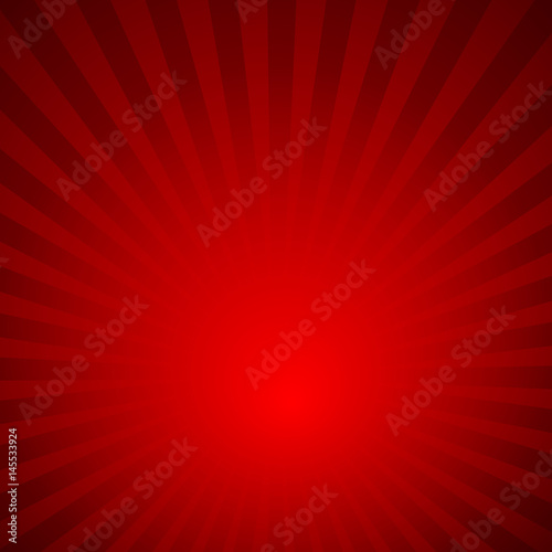 Sunburst red rays radial background vector illustration.
