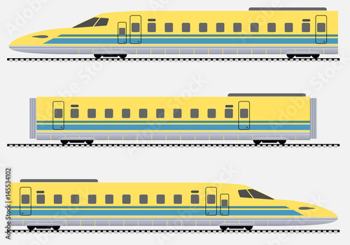 Bullet Train or Passenger express train Vector illustration 