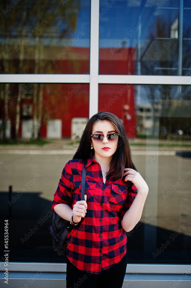 Red check shirt girl cheap