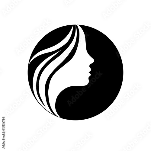 Beautiful girl face Fashion icon for design