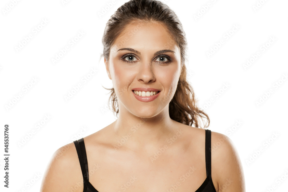 young beautiful woman with blue eyes and makeup young beautiful woman with blue eyes and makeup