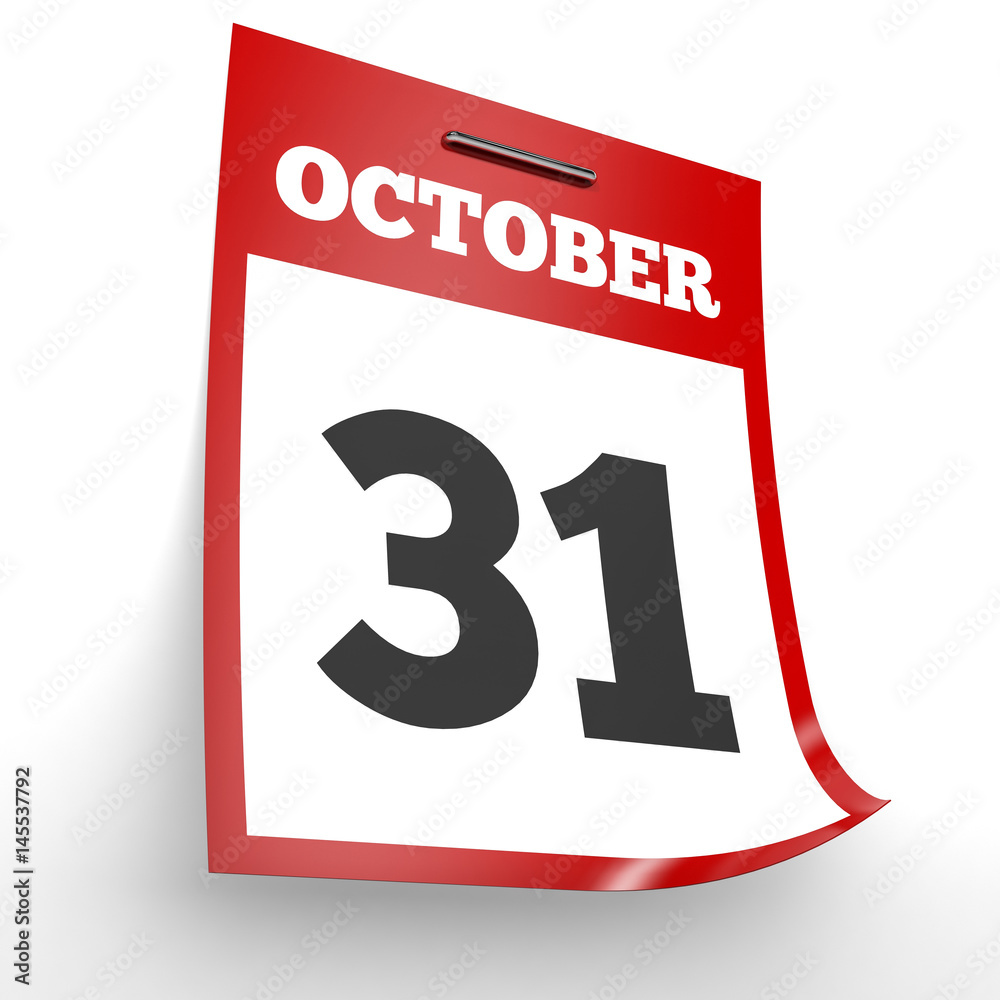 October 31. Calendar on white background. October 31. Calendar on white background.