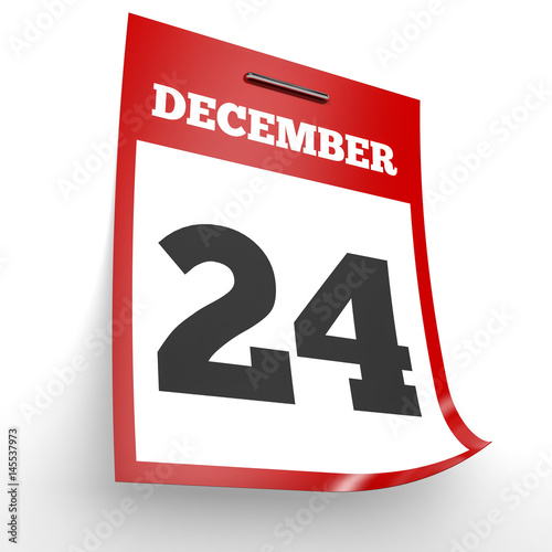 December 24. Calendar on white background.