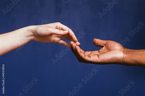 Фотография International Relationship Touch Hand Black White Contrast Yin Yang Interracial