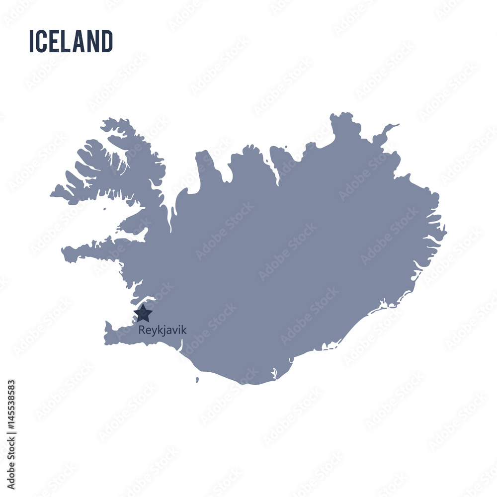 Fototapeta premium Vector map of Iceland isolated on white background.