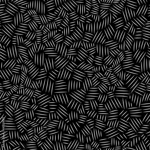 Black and white chaotic scratch hatching seamless pattern, vector