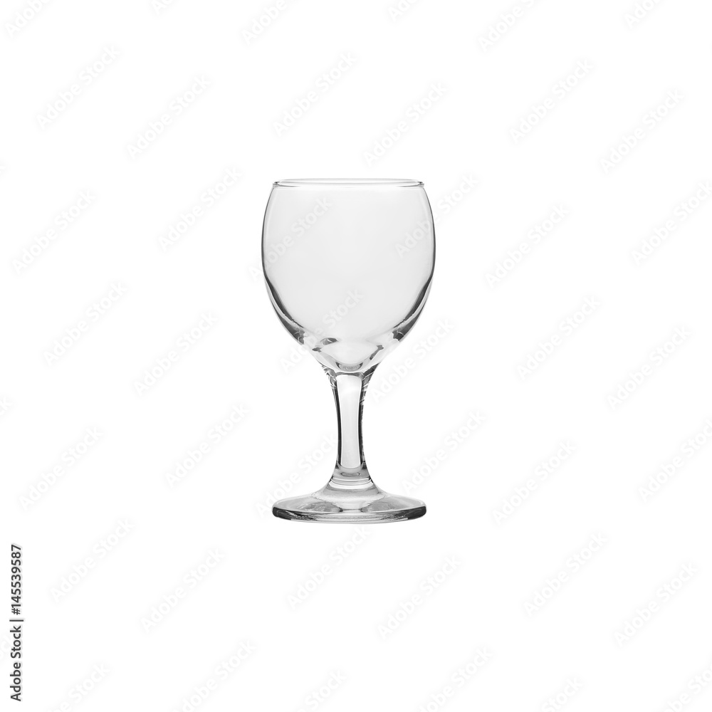 Glass transparent empty glass for drinks, isolated on white background.