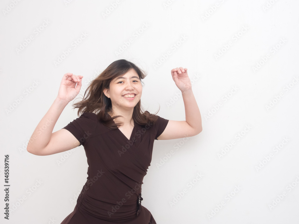 Attractive Asian Woman Jumping Attractive Asian Woman Jumping