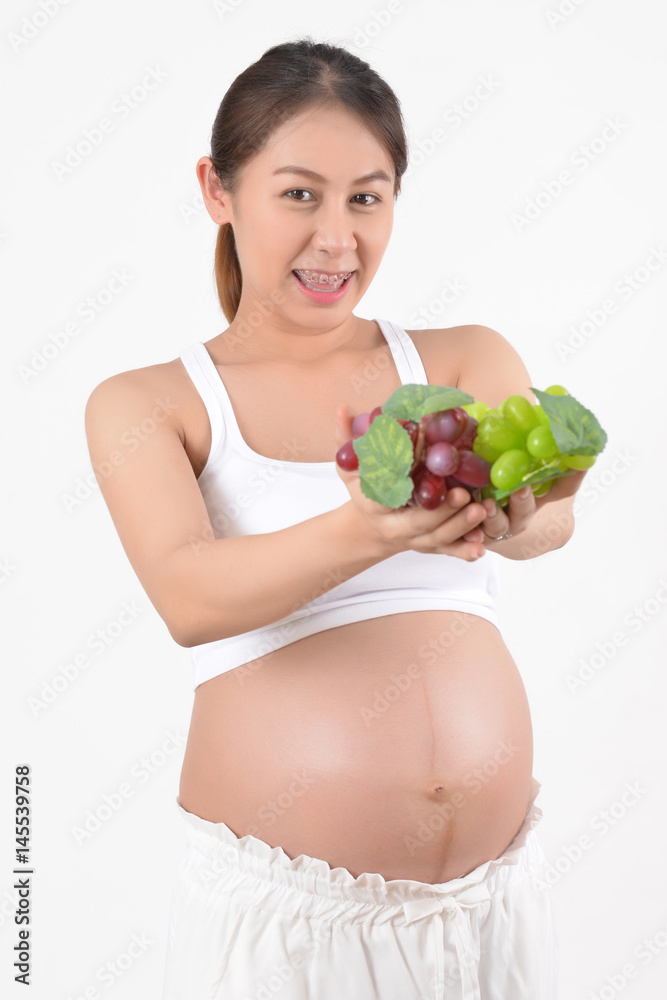 Women pregnant with food and drinks for health. Women pregnant with food and drinks for health.