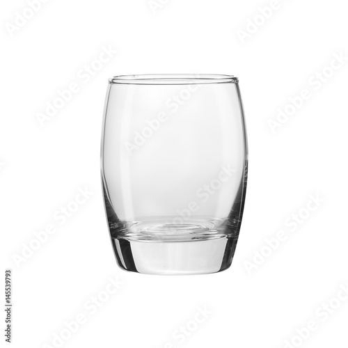 Glass transparent empty glass for drinks, isolated on white background.