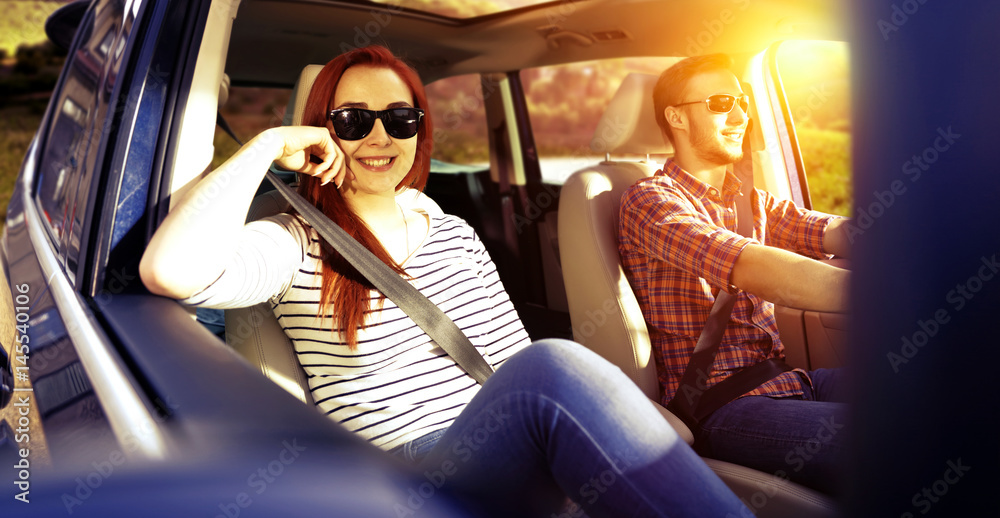 Naklejka premium car and two lovers 