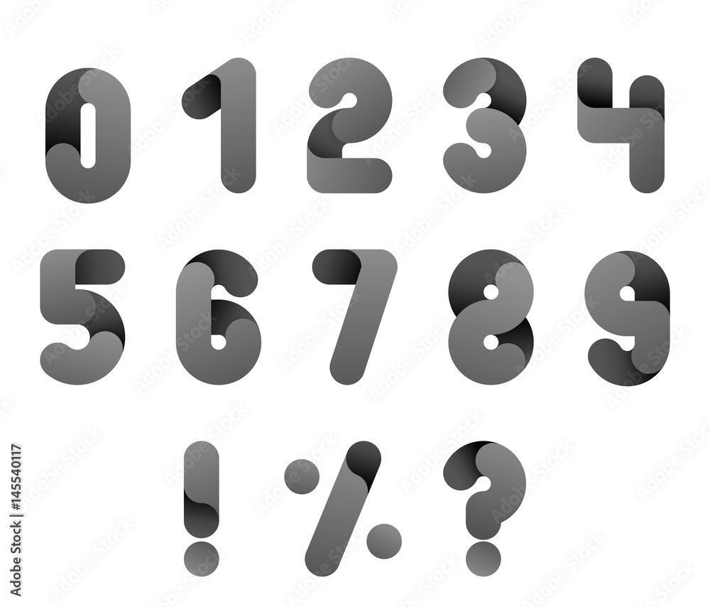 Numeral alphabeth. Black and White Number set. Isolated vector. Numeral alphabeth. Black and White Number set. Isolated vector.