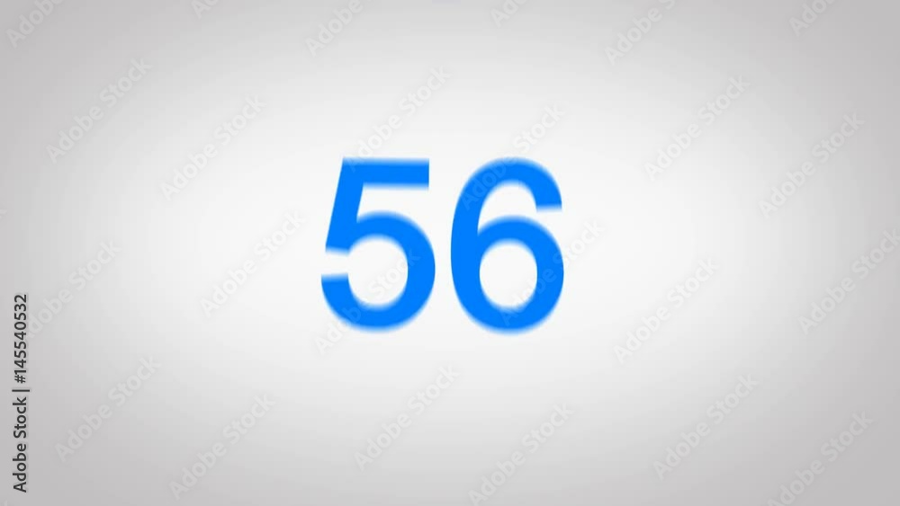 4K Countdown Blue Number from 60 to 0 seconds in white screen background 4K Countdown Blue Number from 60 to 0 seconds in white screen background