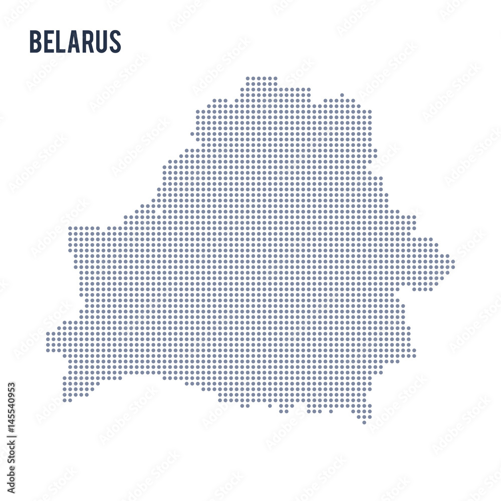 Vector dotted map of Belarus isolated on white background .