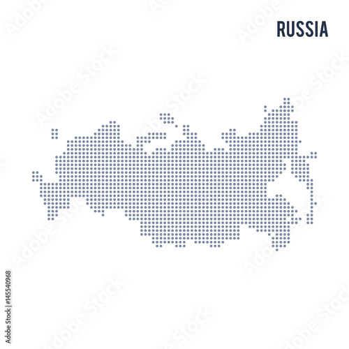 Vector dotted map of Russia isolated on white background .