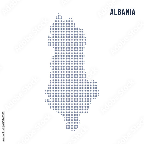 Vector dotted map of Albania isolated on white background .