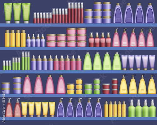 Cosmetic supplies in the supermarket