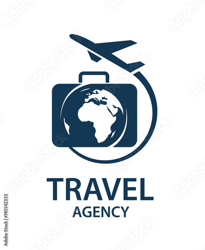 travel logo image with suitcase and airplane