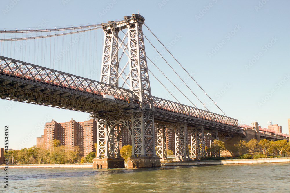 Part of a bridge in New York, view from a boat