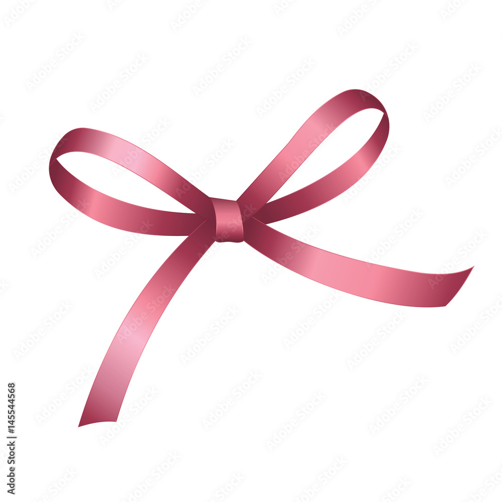 Pink festive tied bow made from ribbon, isolated on white Background Pink festive tied bow made from ribbon, isolated on white Background