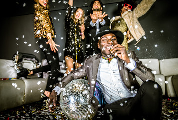 Friends having party in a nightclub