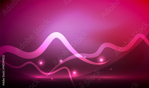Glowing magic wave line with light effects in darkness