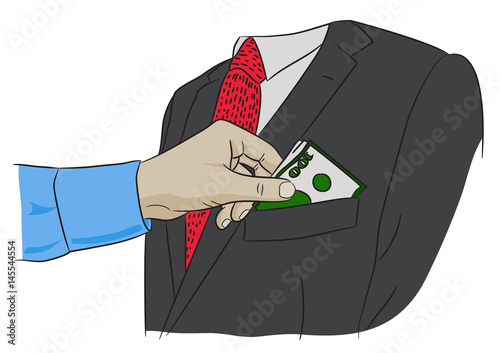 Corruption money hand
