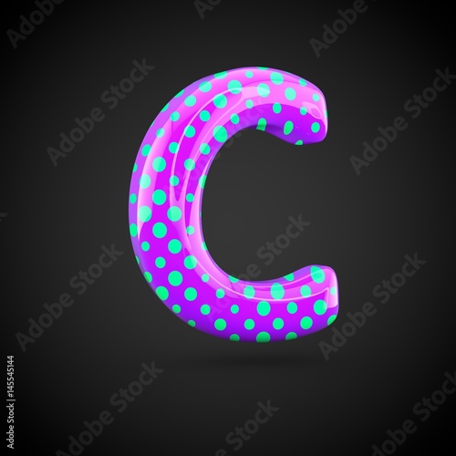 Fototapeta Naklejka Na Ścianę i Meble -  Violet alphabet letter C uppercase with blue dots isolated on white background.