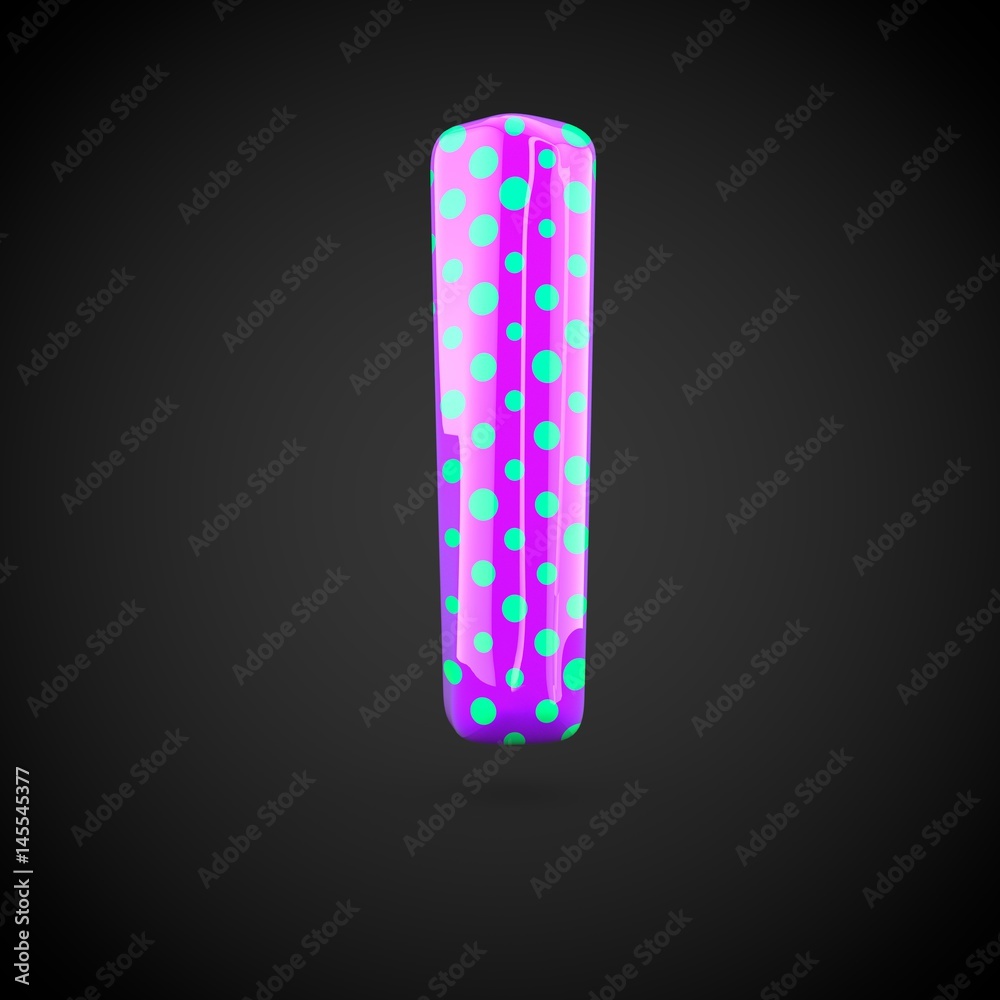Violet alphabet letter L lowercase with blue dots isolated on white background.