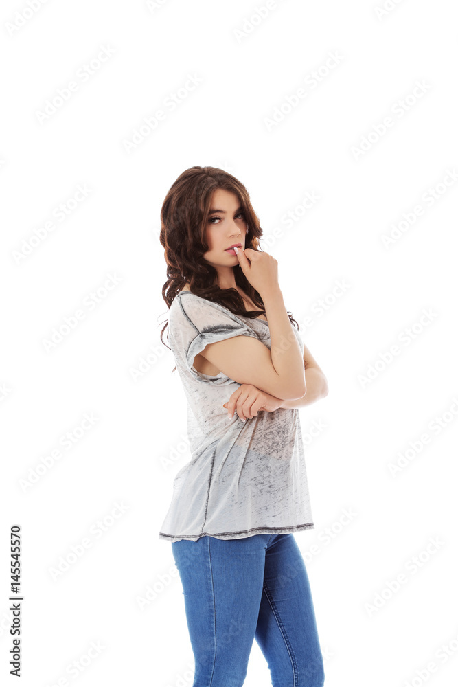 Beautiful girl with long curly hair. Beautiful girl with long curly hair.