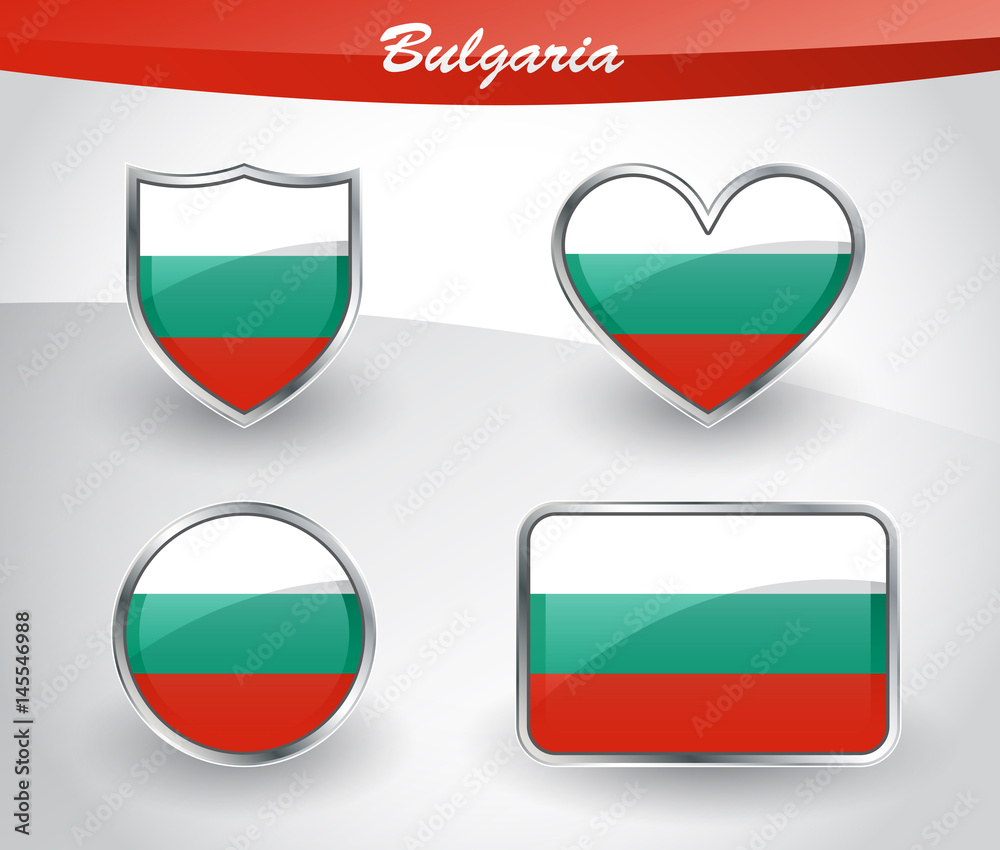 Glossy Bulgaria flag icon set Glossy Bulgaria flag icon set