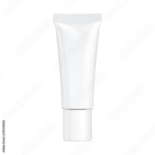 Tube Of Cream Or Gel Grayscale White Clean. Illustration Isolated On White Background. Mock Up Template Ready For Your Design. Vector EPS10