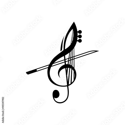 Pictogram treble clef icon. Black icon on white background.