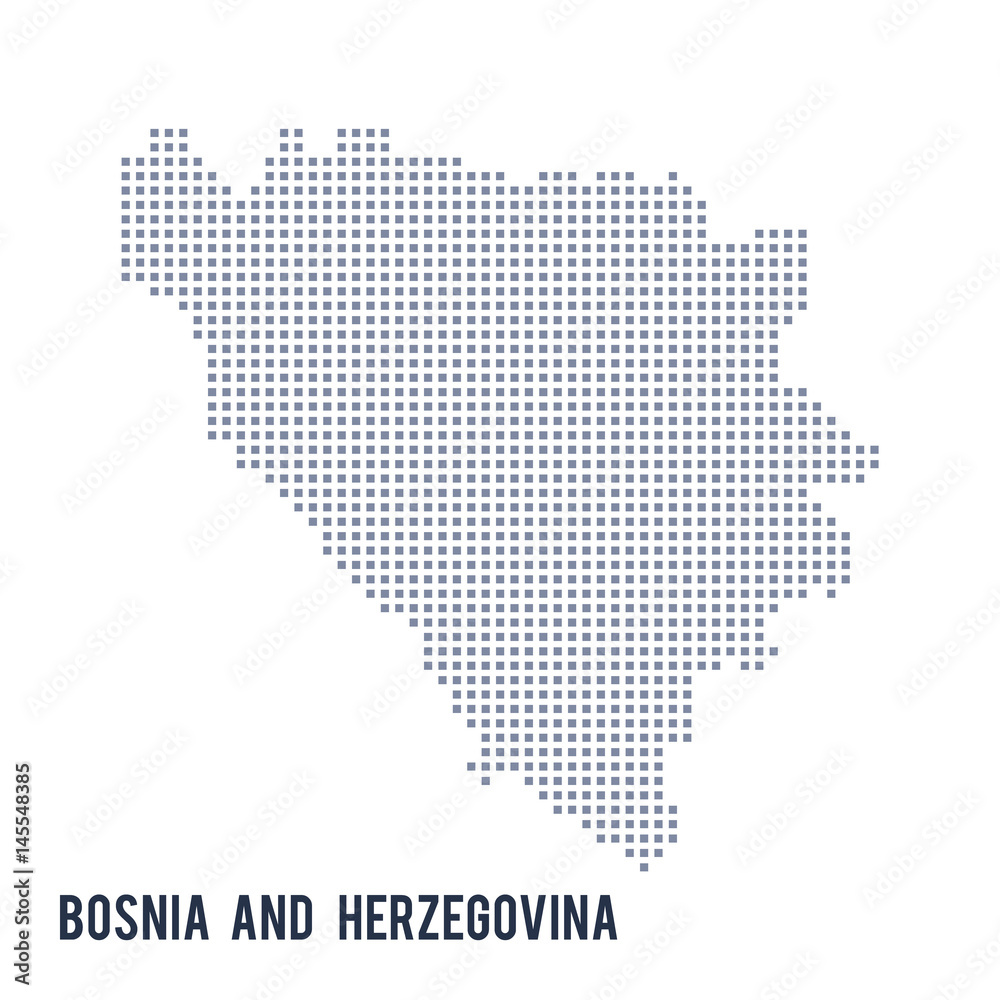 Vector pixel map of Bosnia and Herzegovina isolated on white background