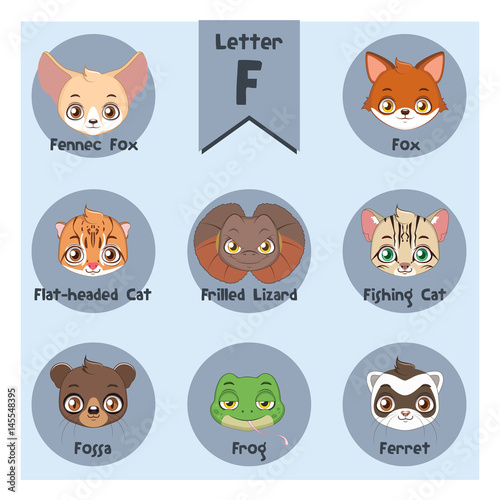 Animal portrait alphabet - Letter F