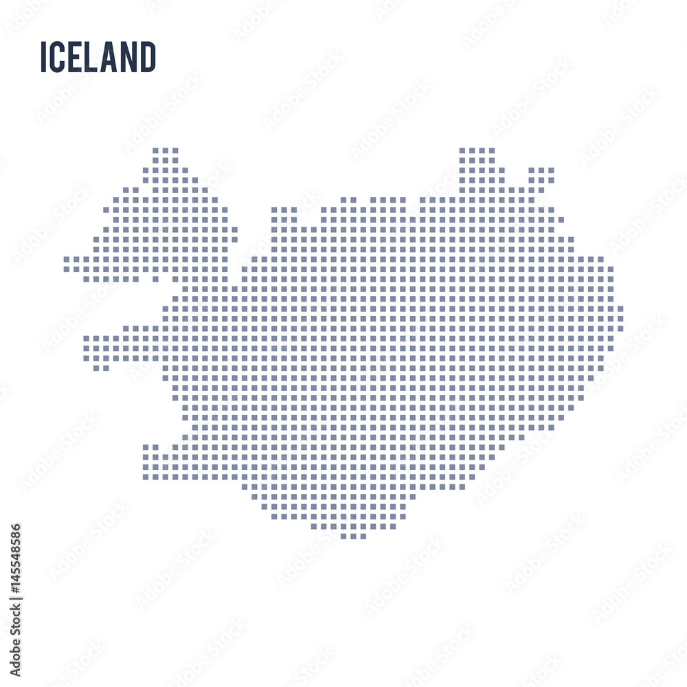 Vector pixel map of Iceland isolated on white background